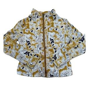 Marrakech Anthropologie Floral Yellow Mixed Media Moto Full Zip Jacket Women's M
